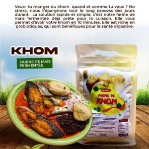 Farine de khom Mossani, maïs fermenté, et khom au poisson